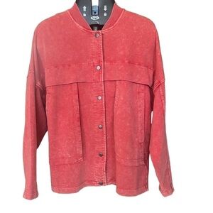 DG2 Diane Gilman Downtime Muted Coral Oversized Utility Jacket Shacket M NWOT